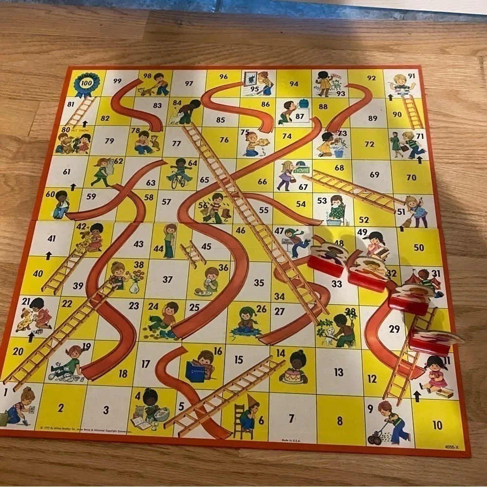 Vintage Chutes and Ladders Board Game 1974 EXCELLENT Milton Bradley